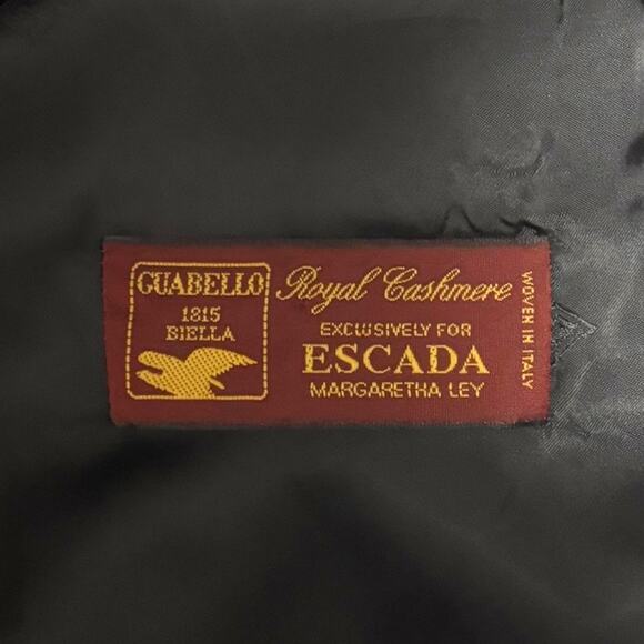 Vintage ESCADA Margaretha Ley 100% Cashmere Black Gold Button Coat Size 14 - Picture 6 of 12